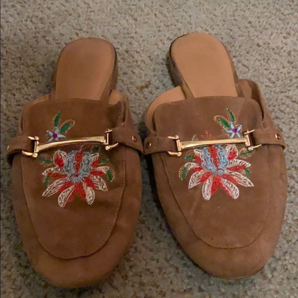 Franco Sarto Brown Floral Mules